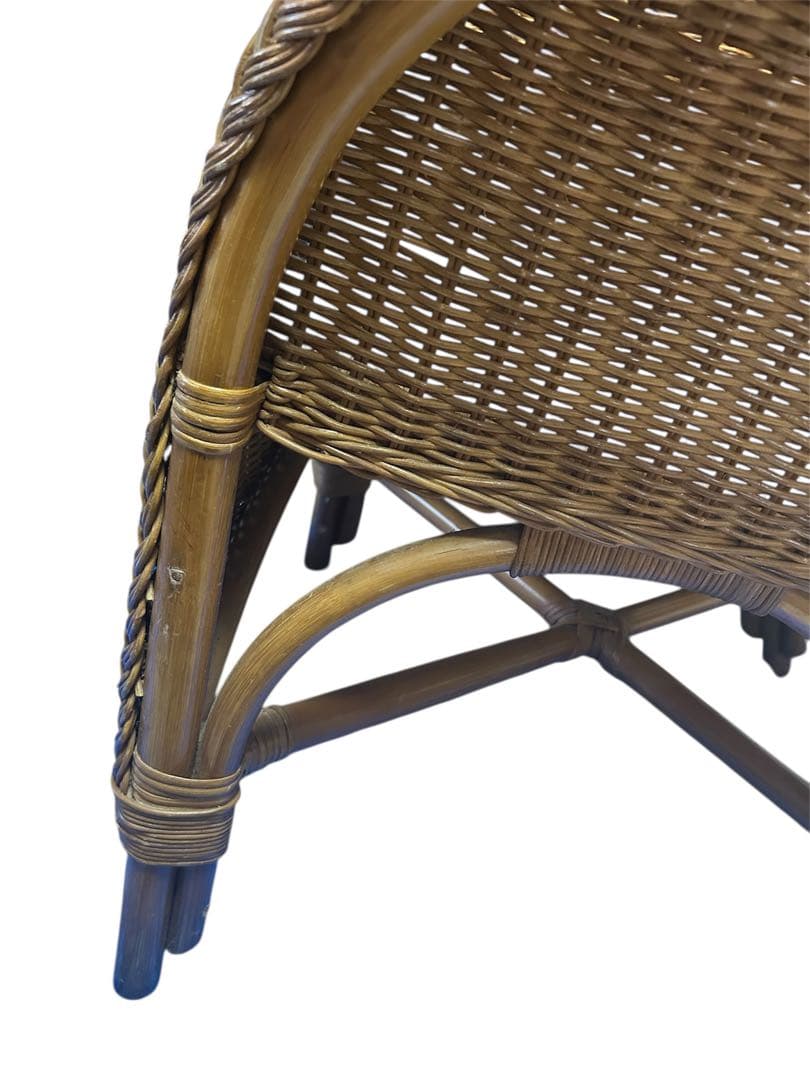 昭和レトロ　カザマ　アーチ型ラタンチェア アームチェア