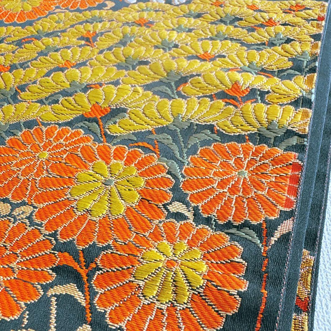 フルセット　七五三７歳女の子　上品　総絞り　緑　黒袋帯　菊　小物セット　7063