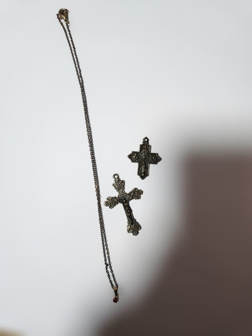 シルバー ルビー十字架ネックレス