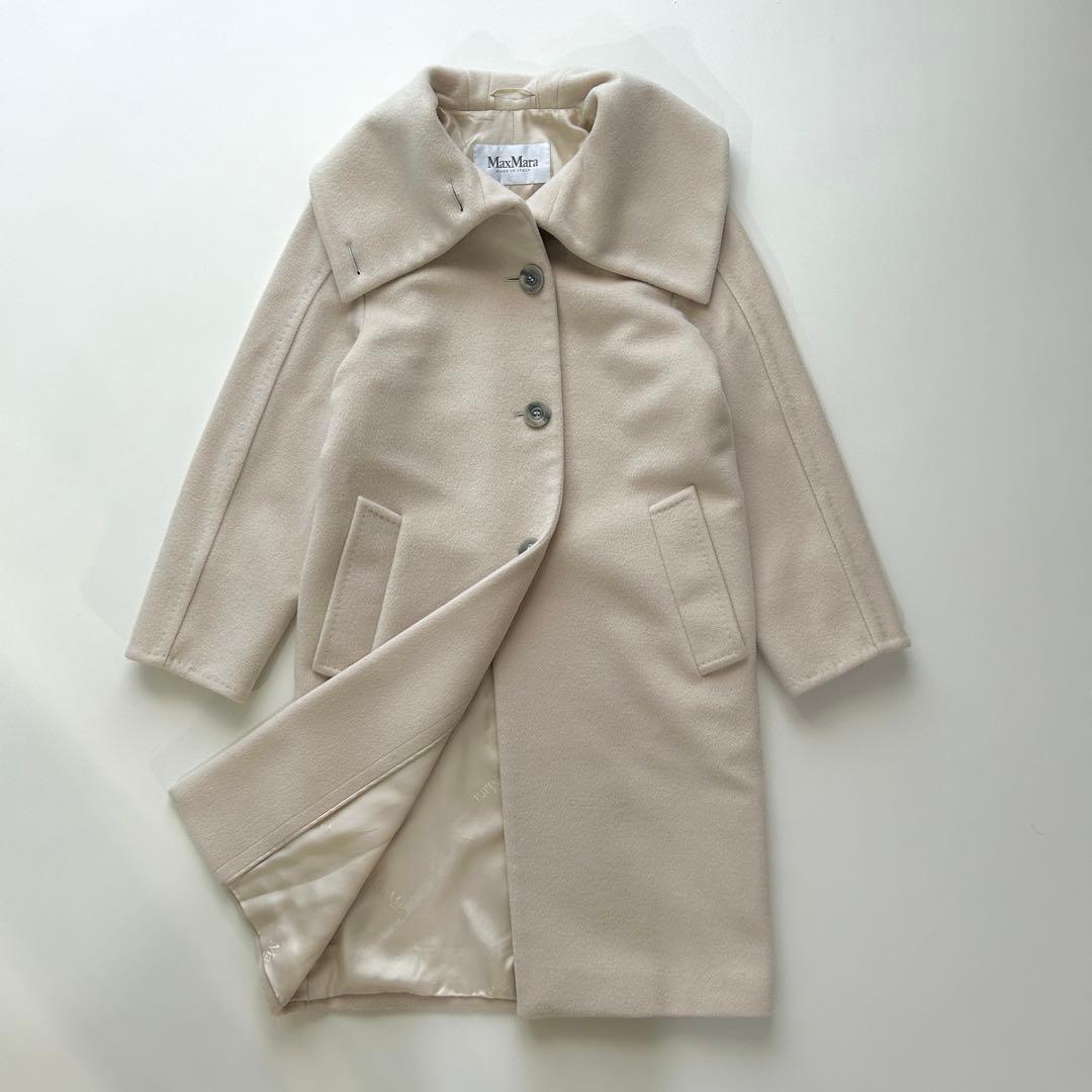 最高級ライン ✨Max Mara 白タグ カシミヤ ウールコート アイボリー