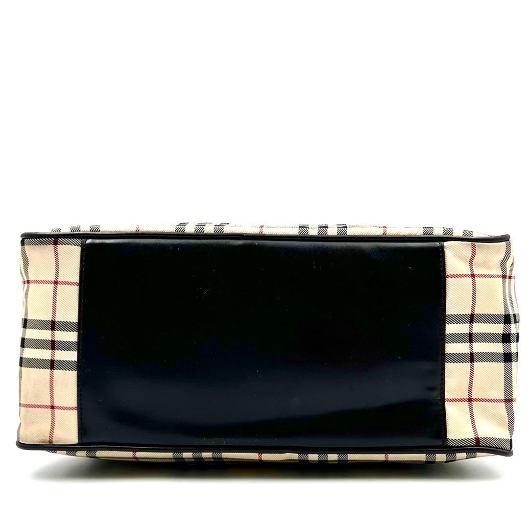 BURBERRY ノバチェック レザー キャンバス ボストンバッグ