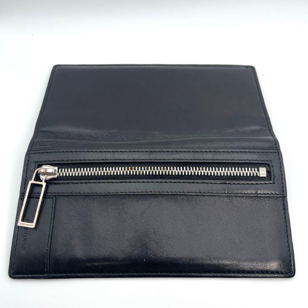 ディオールオム　長財布　メンズ　レザー　ブラック