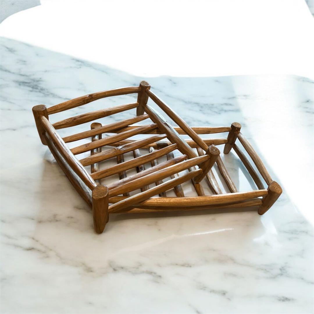 【一点もの】パリ　蚤の市　カゴ　ウッド　インテリア　大小セット売り　天然素材