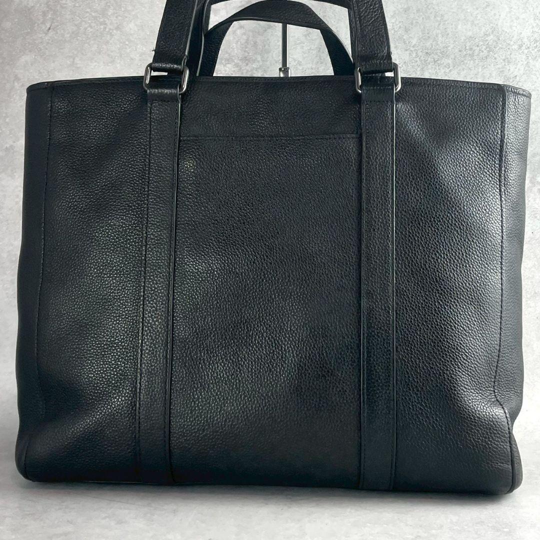 極美品 コーチ ハドソン 2way ダブルハンドル トートバッグ シボ革 黒