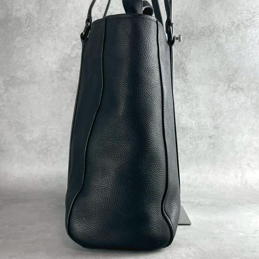 極美品 コーチ ハドソン 2way ダブルハンドル トートバッグ シボ革 黒