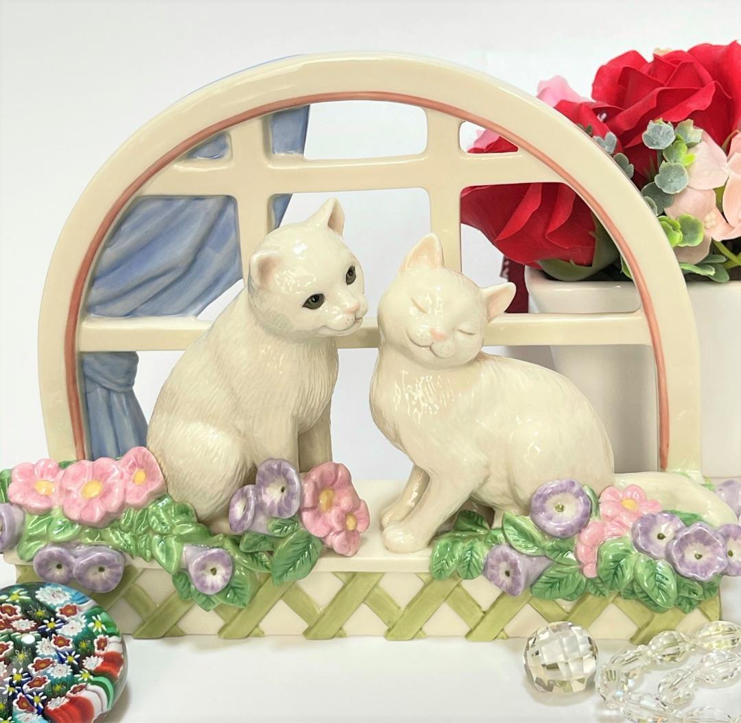 大きなサイズ レノックス 猫 フィギュリン love in bloom