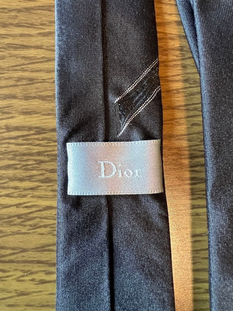 美品 DIOR HOMME ワンポイント ソリッド ナロータイ ネクタイ 黒