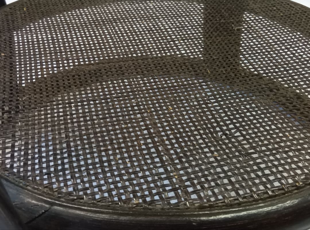 ラタン　サイドテーブル　ガラステーブル　籐　黒色　丸テーブル　センターテーブル