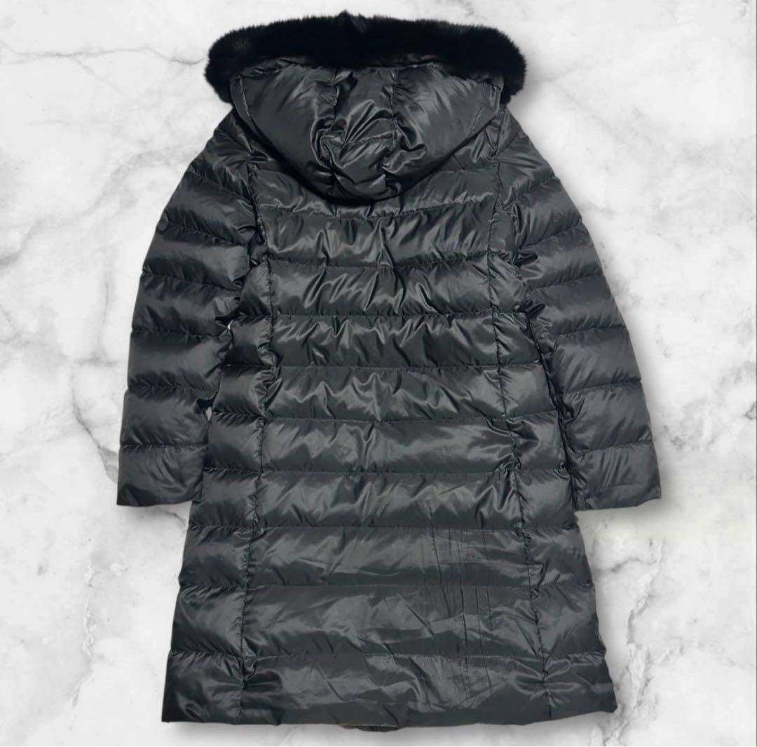 ビーミングバイビームスロングダウンコート　河田フェザー　フォックスファー　黒S