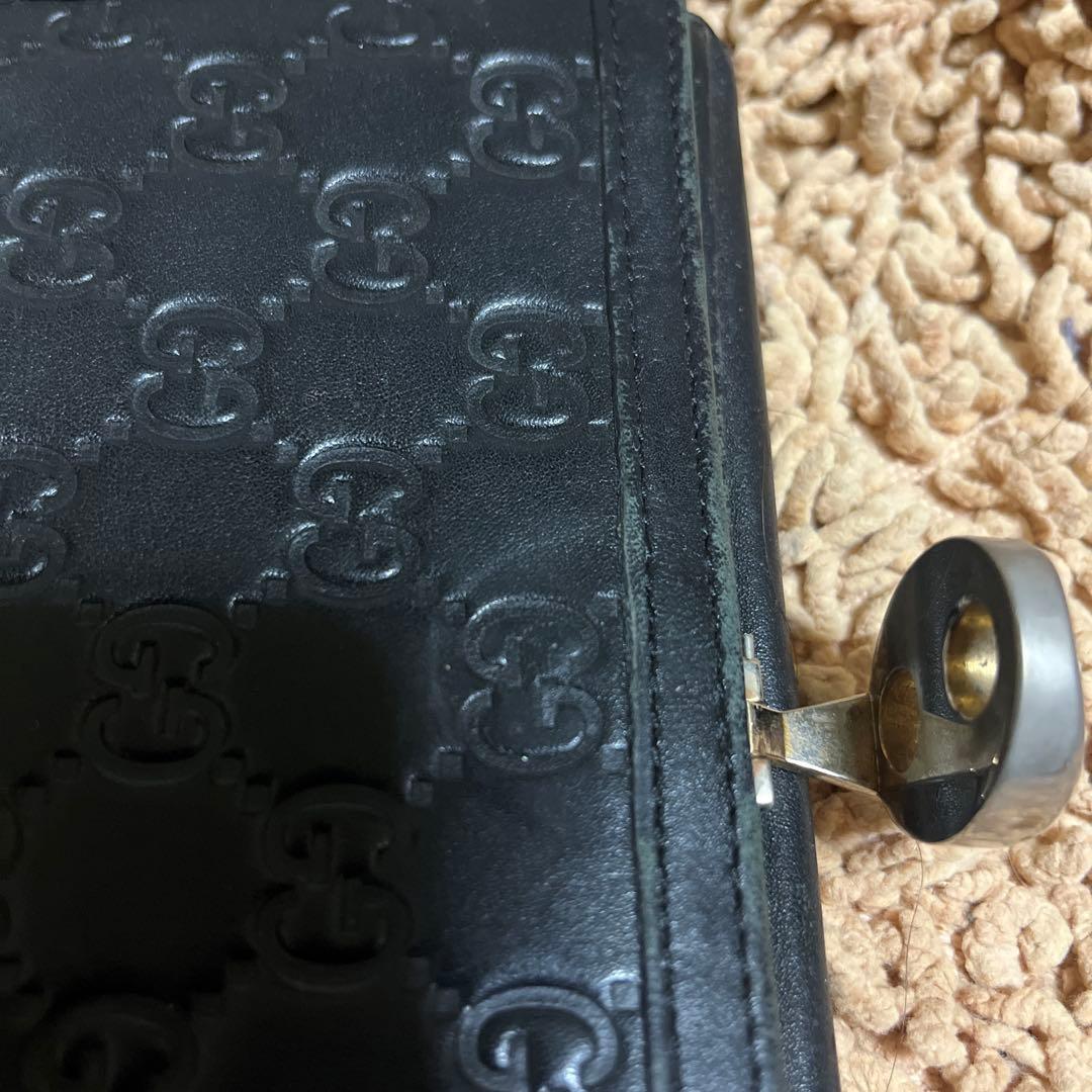 GUCCI グッチ 長財布 シマレザー ブラック　本革
