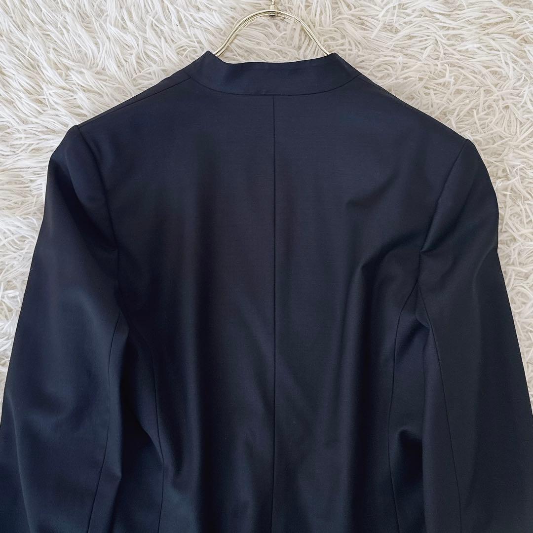 美品✨セオリーリュクス EXECUTIVE ノーカラー パンツスーツ 紺 M〜L