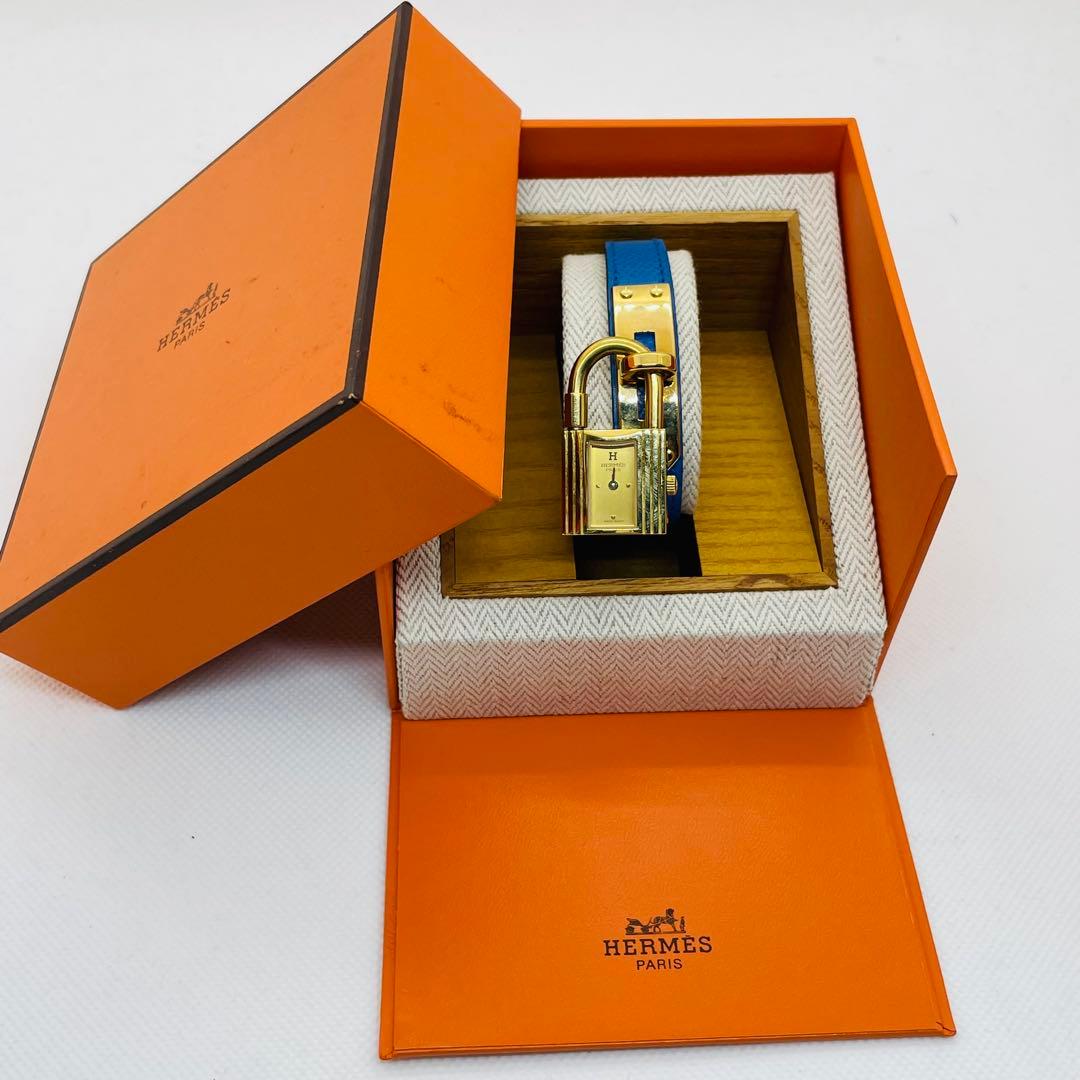 美品HERMES エルメス ケリーウォッチ GP/革 ゴールド文字盤 箱付き