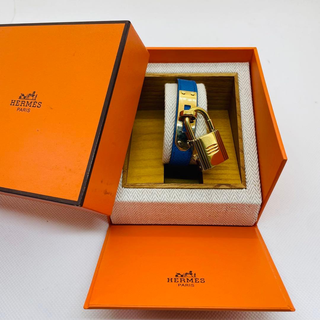 美品HERMES エルメス ケリーウォッチ GP/革 ゴールド文字盤 箱付き