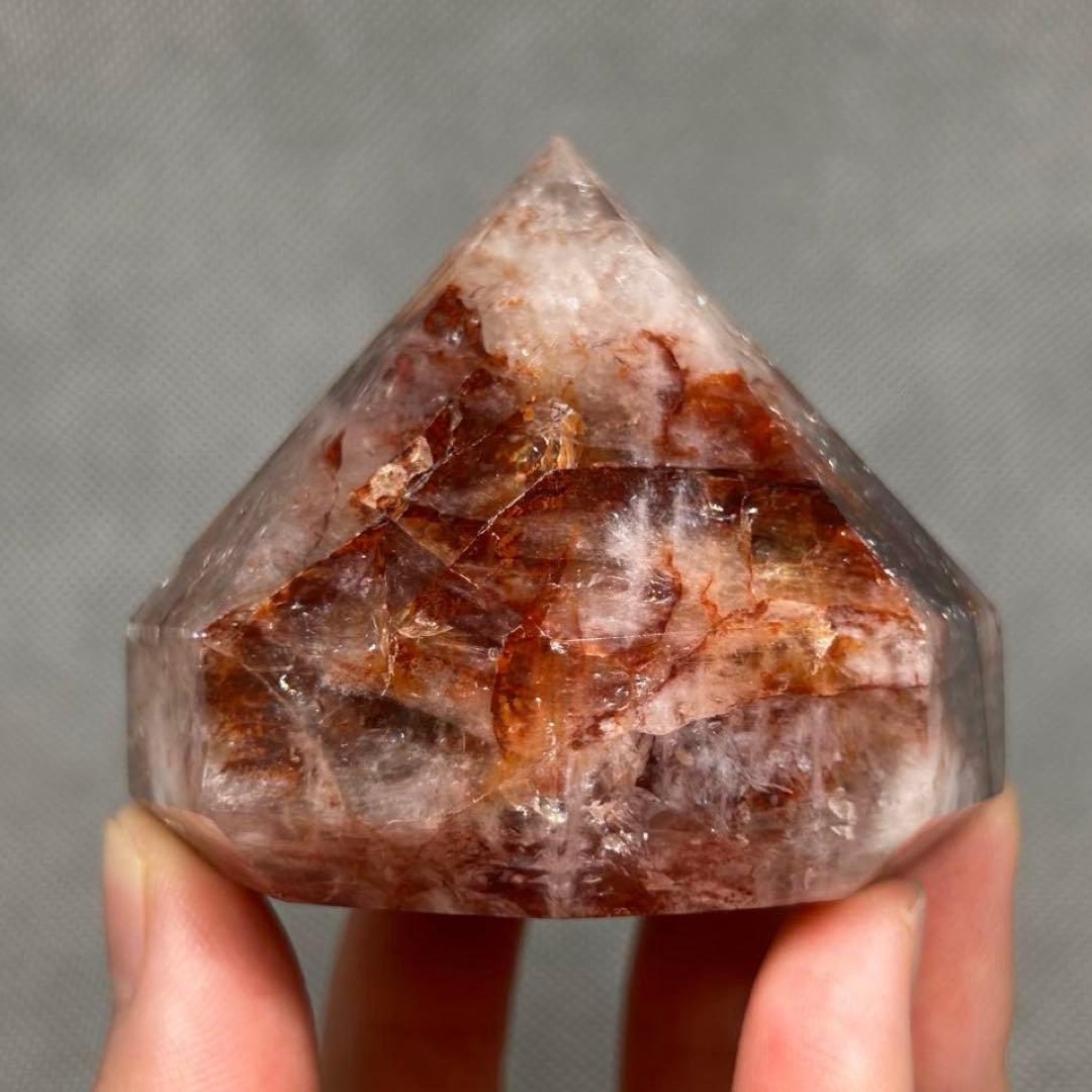 ダイアモンド型　ファイヤークォーツ　虹あり　225g