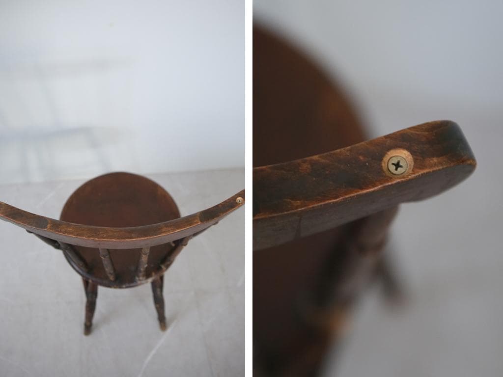 英国アンティーク木製キッチンチェア/ダイニングイス/椅子/飾り棚89-229-3