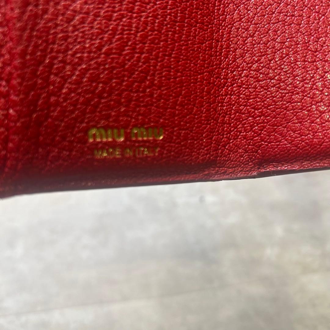 ミュウミュウ 黒 ラブレター ハート マドラス 三つ折り財布 ウォレット