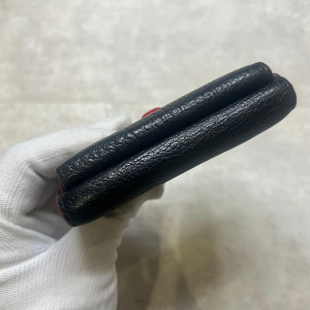 ミュウミュウ 黒 ラブレター ハート マドラス 三つ折り財布 ウォレット