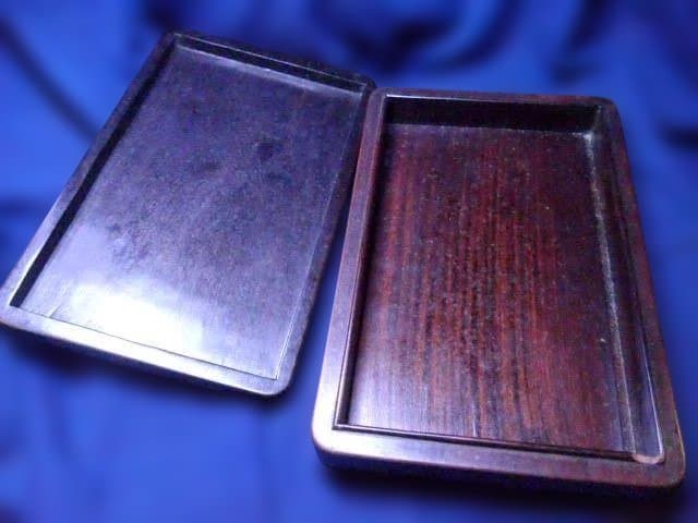 とても硬い唐木の文箱、硯箱 四方箱 古玩 書道 時代 紫檀 文房
