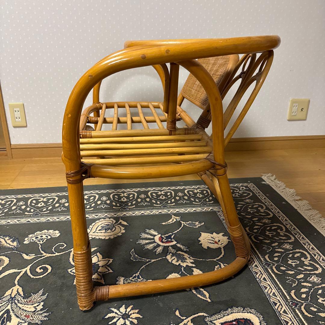 【状態良好 ❗️】アンティーク 昭和レトロ ラタン 藤 電話台／サイドテーブル