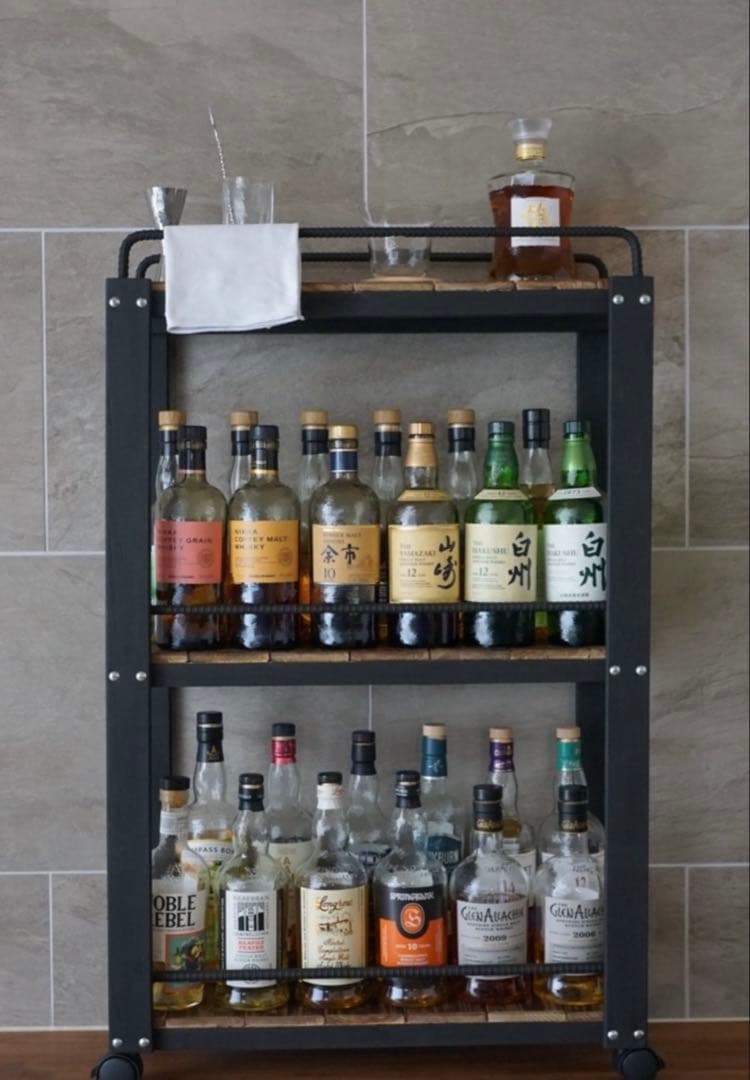 「新作」ウィスキーワゴン　落下防止完全版　男前　インダストリアル