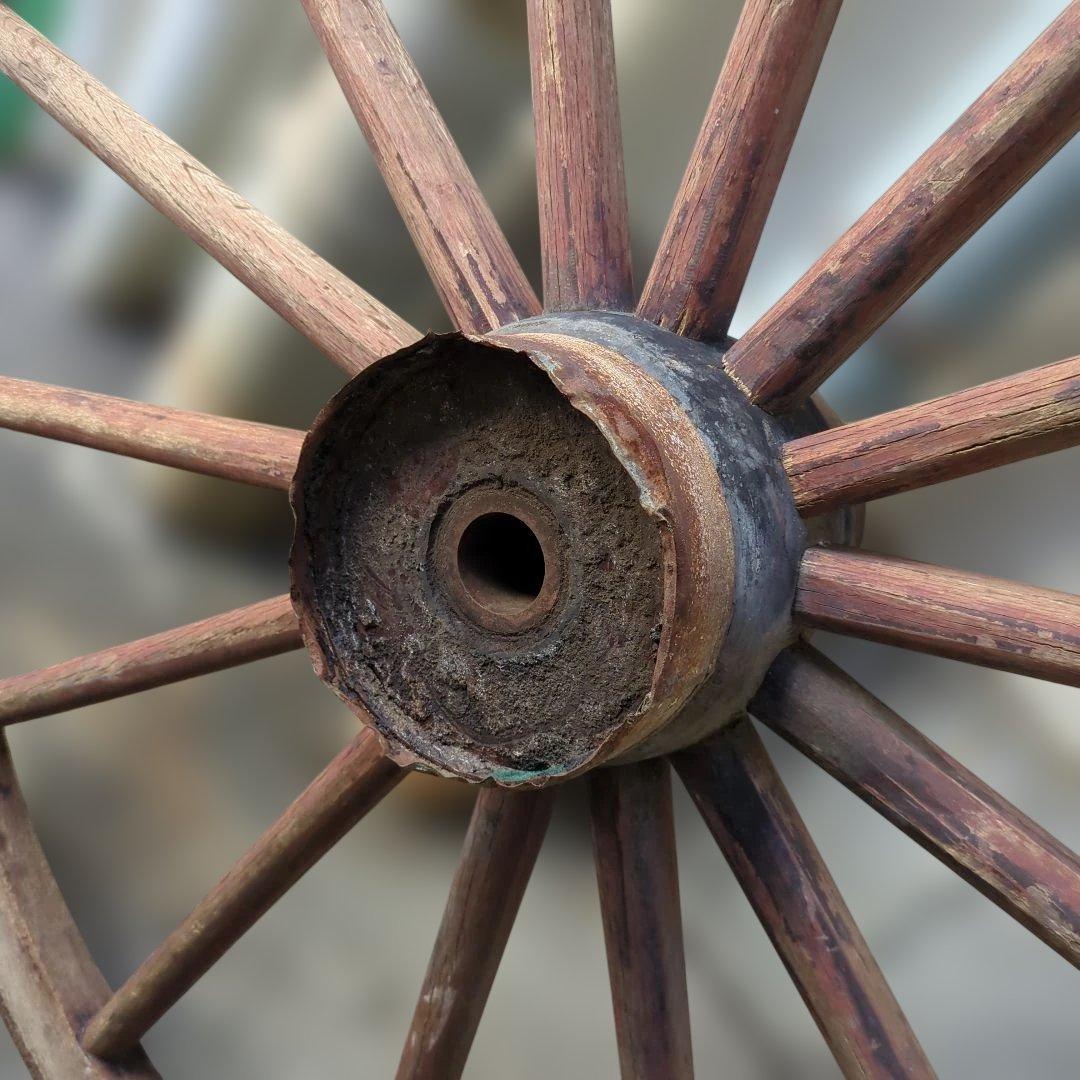 骨董　車輪　大八車　オブジェ　ガーデニング　木製　鉄　大型