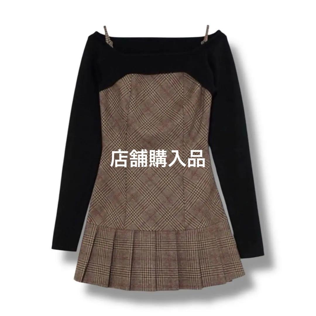 【本日発送】Selena check mini dress brown