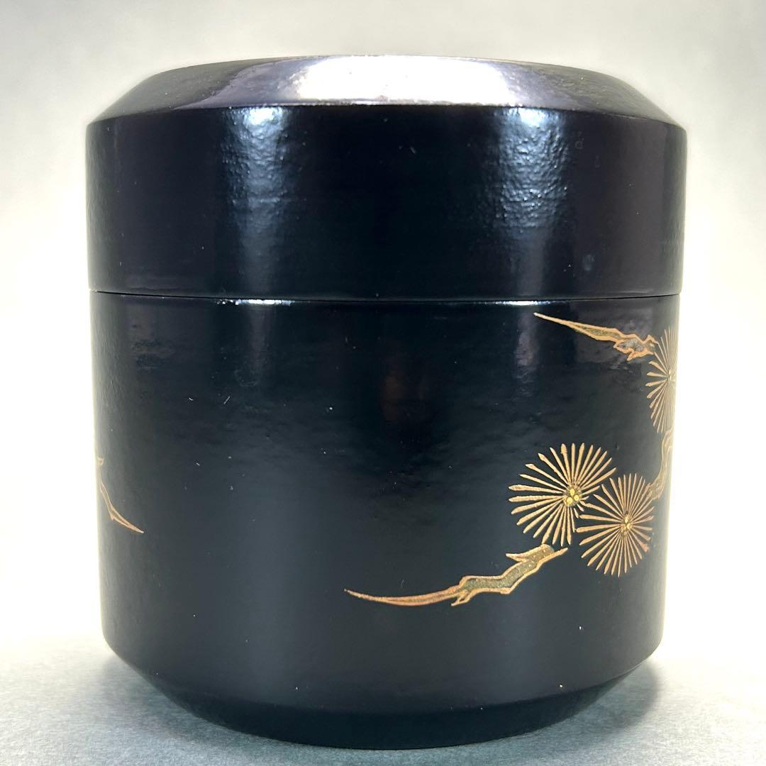 棗　『石井隆鳳　内金砂子　唐松蒔絵』　即中斎好　雪吹　お茶道具　共箱　工芸品