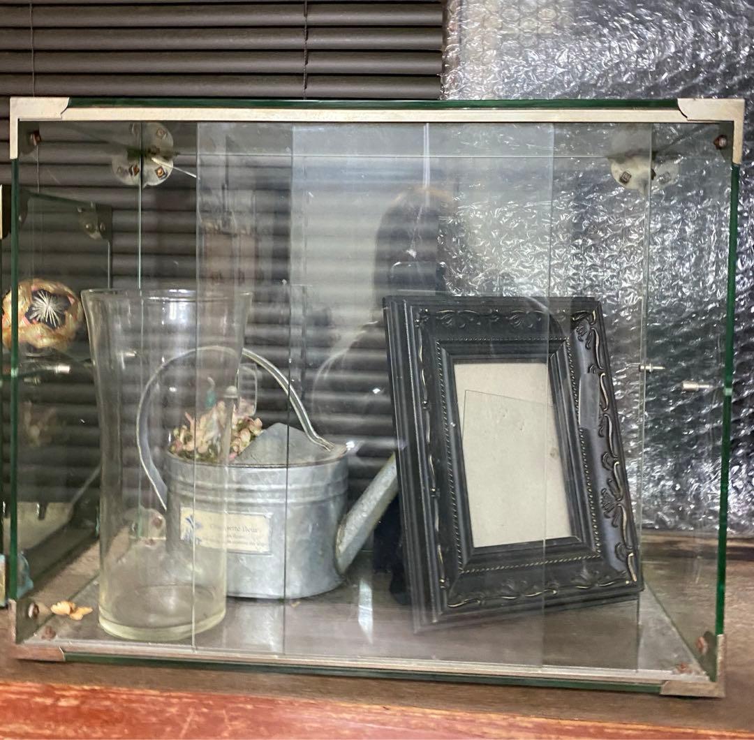 ガラス棚　アンティークガラスショーケース　昭和　レトロ