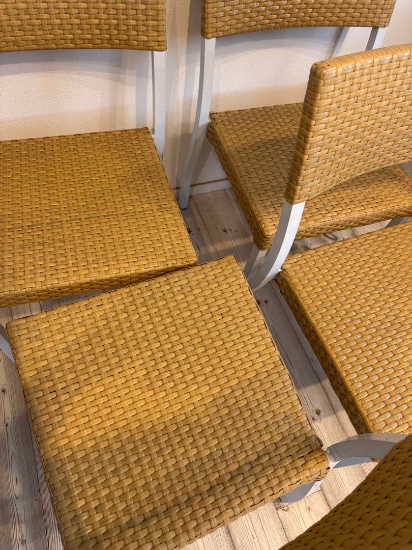 ラタン調スタッキングチェア 4脚セット テラス ガーデンチェア①