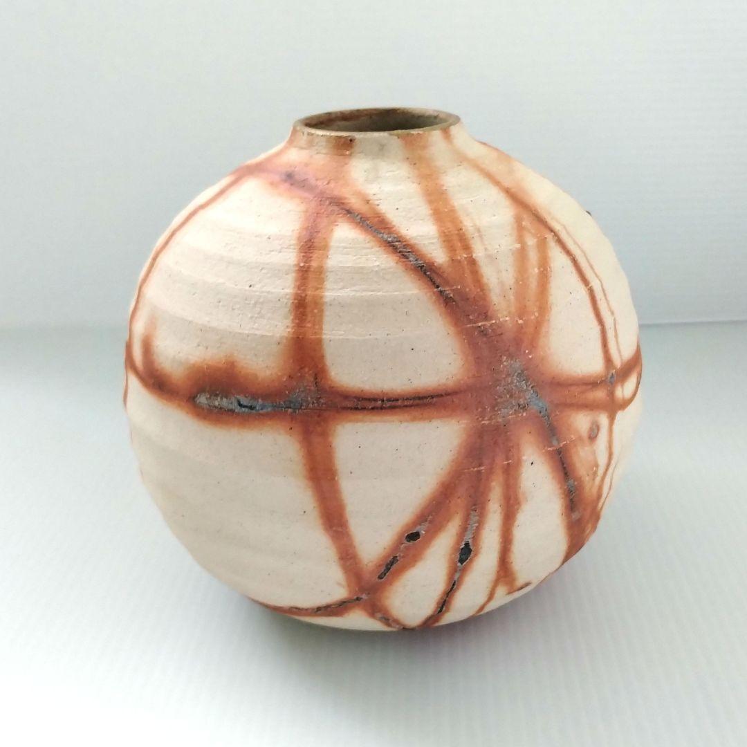 備前焼 緋襷 ヒダスキ 花器 壺型 たち吉 謹製 フラワーベース 花瓶 花入