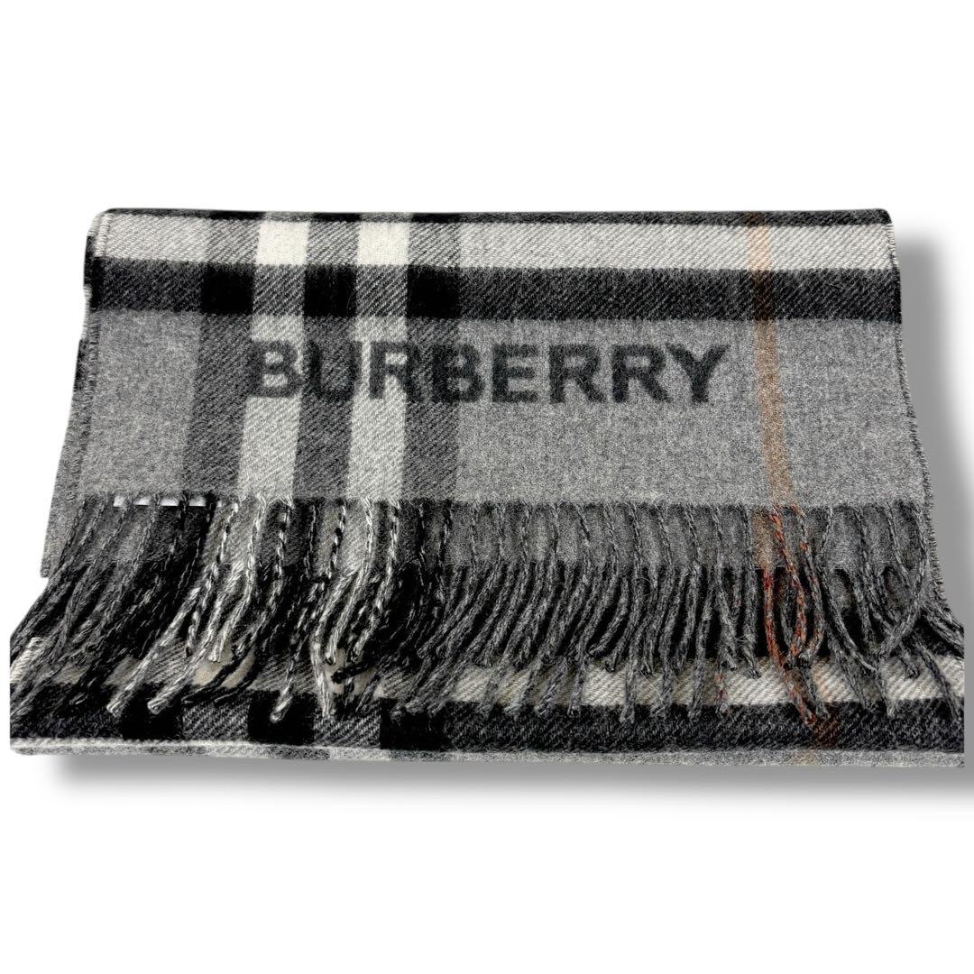 極美品✨現行ロゴ BURBERRY バーバリーチェック カシミア100%マフラー