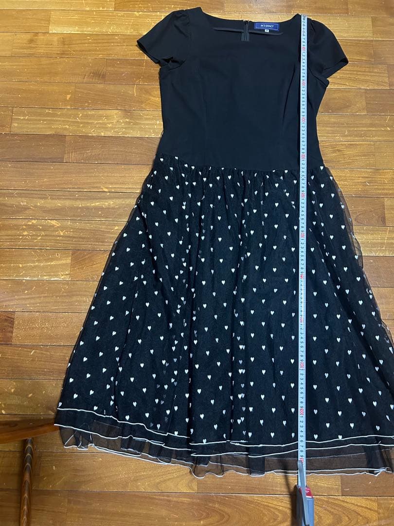 M’S GRACY ブラックハート柄ドレス