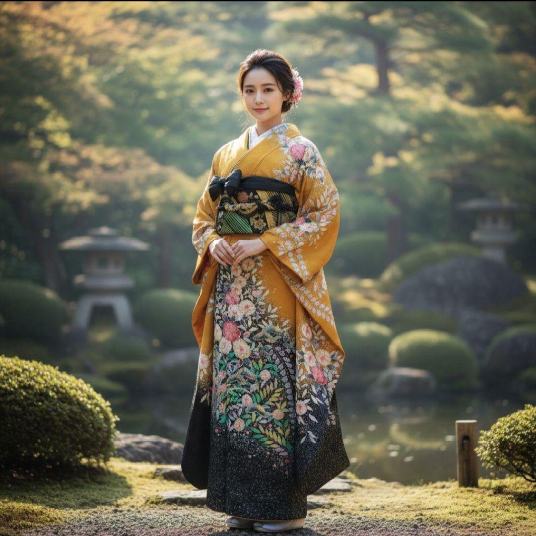 振袖フルセット(7点)・成人式・辻ヶ花・落款あり・翠山工房・花絞り・高級手縫い