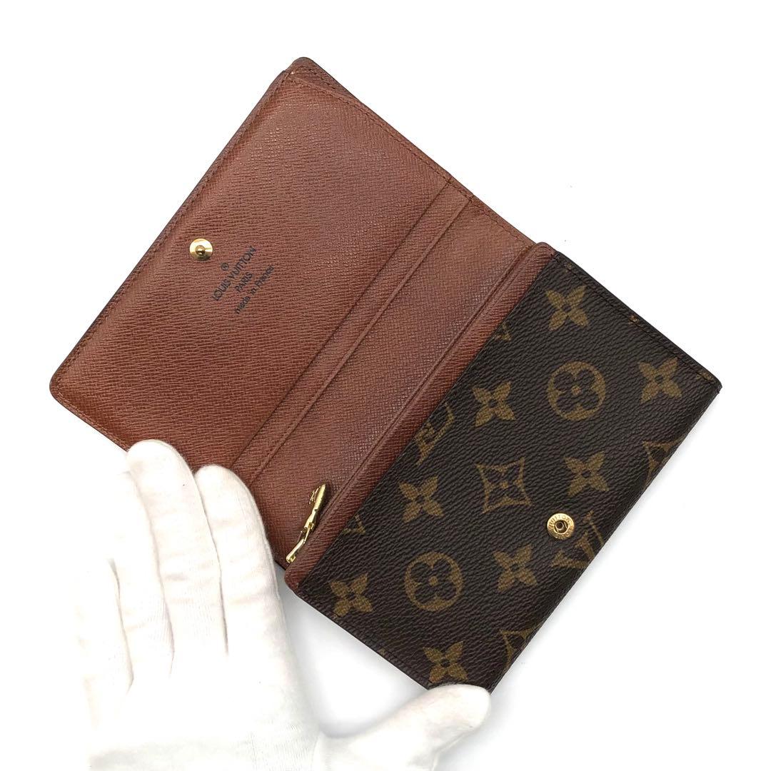 ルイヴィトン トレゾール モノグラム 二つ折り財布 ブラウン レディース