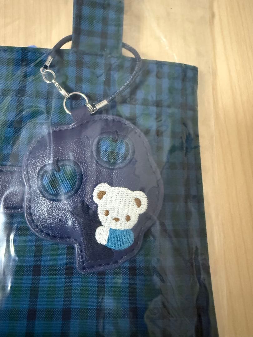 タグ付き familiarファミリア 青チェック ギンガム トートバッグ 小