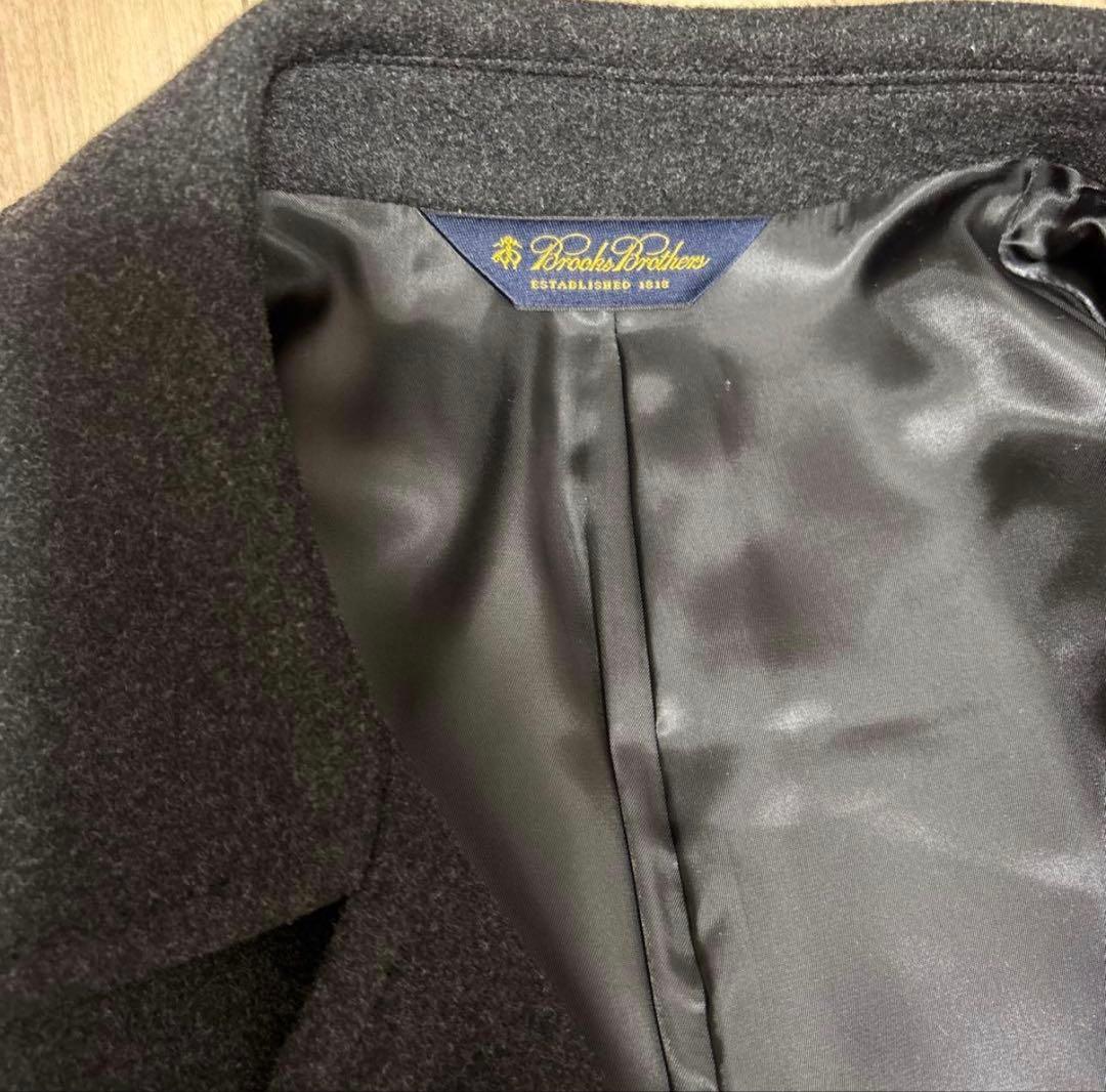 【美品】ブルックスブラザーズ カシミヤ混 ステンカラーコート ダークグレー 38