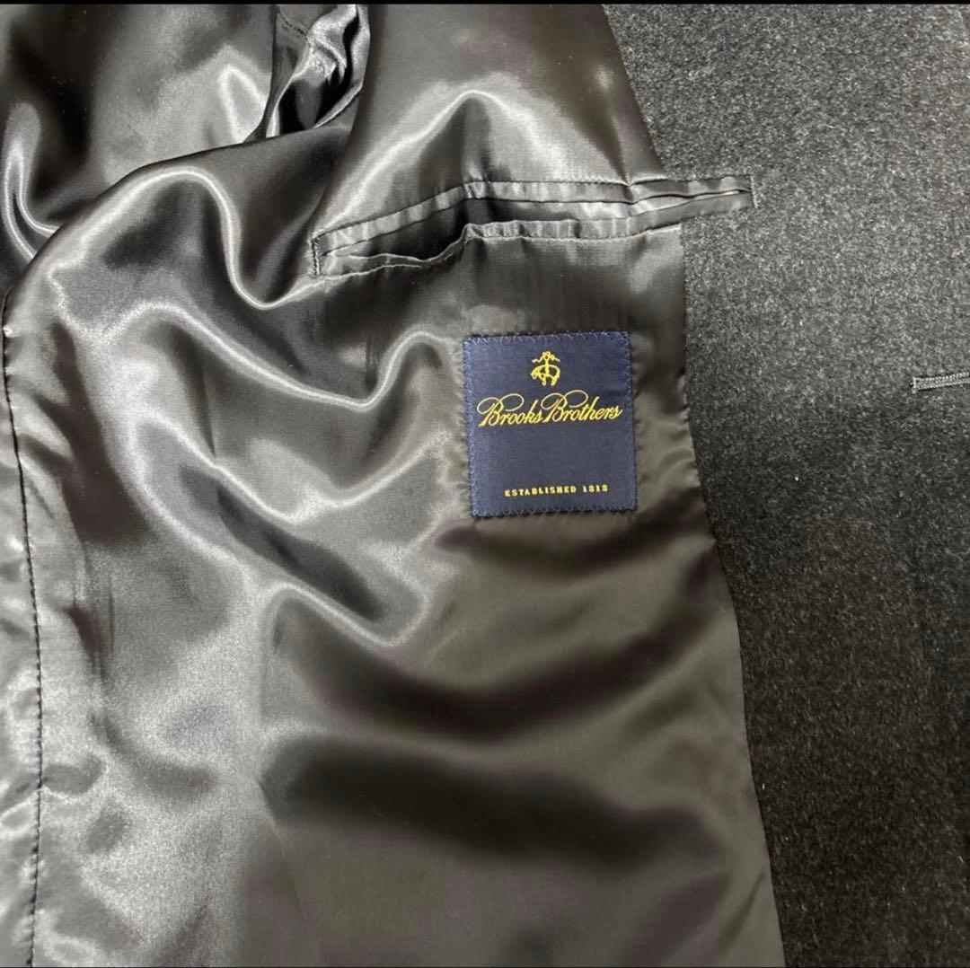 【美品】ブルックスブラザーズ カシミヤ混 ステンカラーコート ダークグレー 38