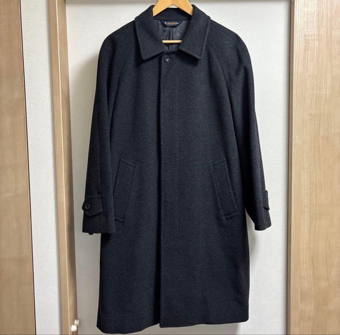 【美品】ブルックスブラザーズ カシミヤ混 ステンカラーコート ダークグレー 38