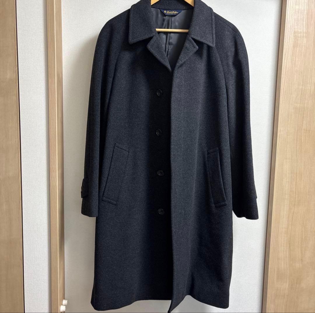 【美品】ブルックスブラザーズ カシミヤ混 ステンカラーコート ダークグレー 38