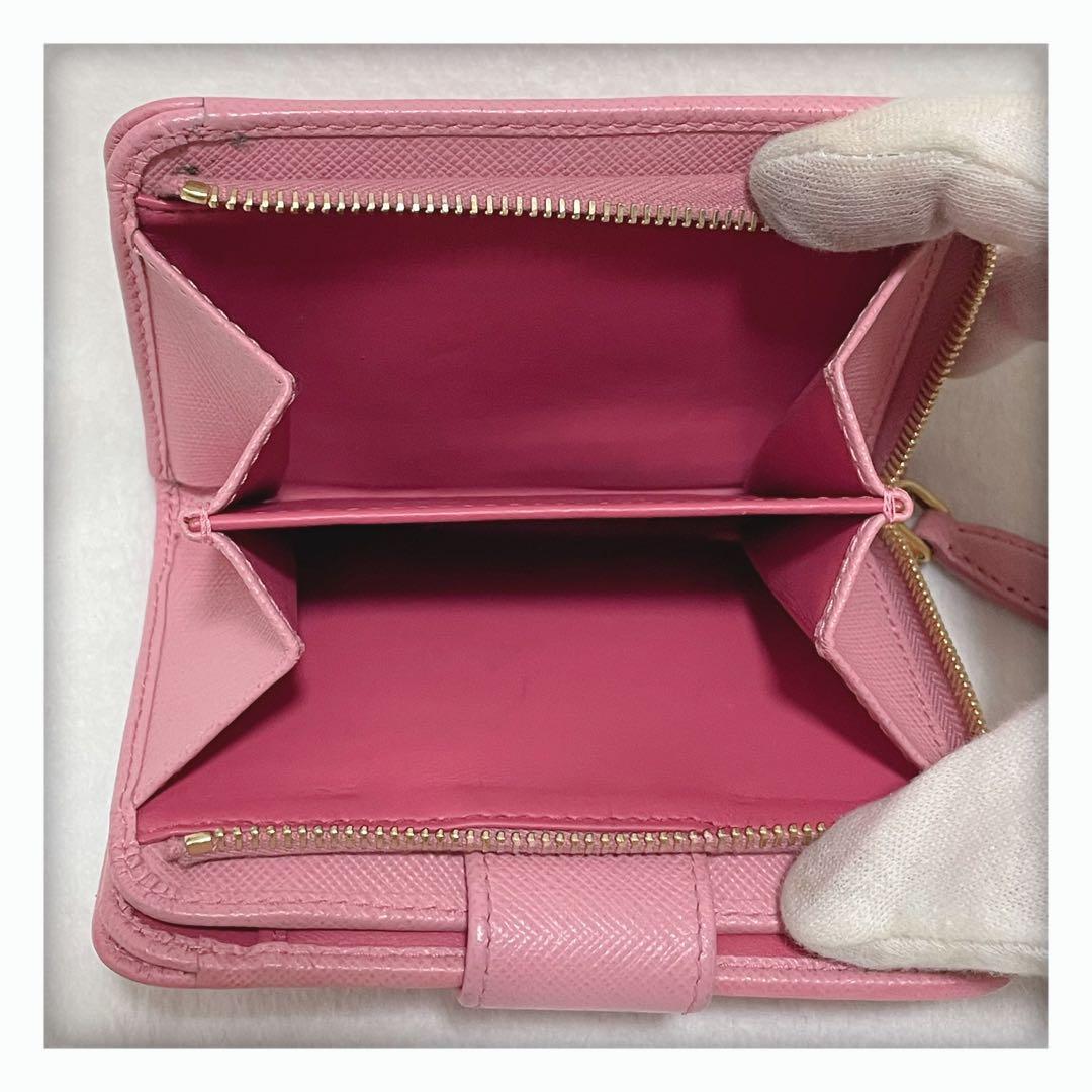 2/5削除‼️ ギャランティーカード有 プラダ サフィアーノ 折り財布 バイカラー