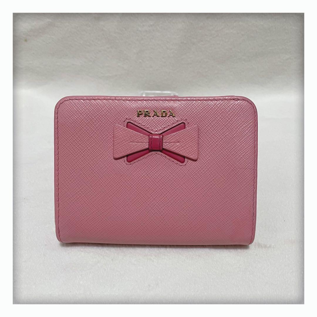 2/5削除‼️ ギャランティーカード有 プラダ サフィアーノ 折り財布 バイカラー