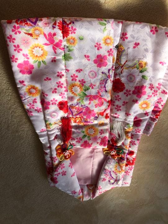 七五三 詣り3歳 女児可愛いピンク着物襦袢白被布3点セット早い者勝ち〜