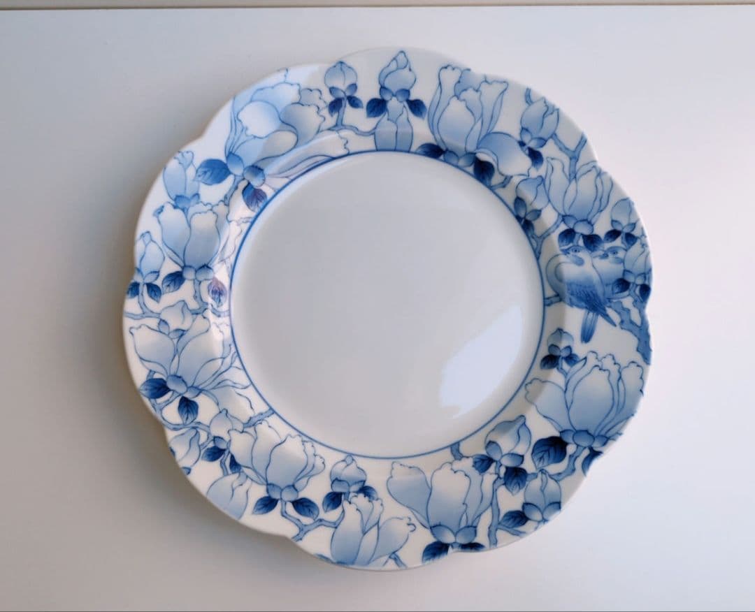 深川製磁　染付木蓮　ミート皿