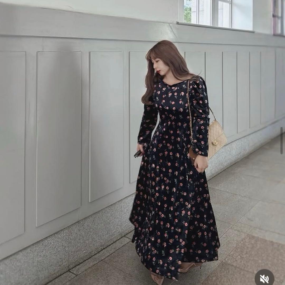 【即日発送】puiフラワーロングドレス