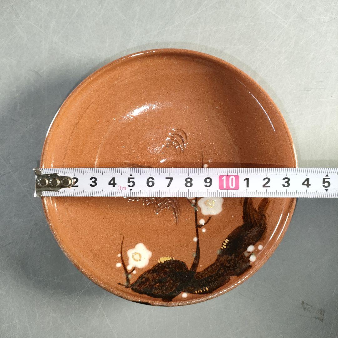 A1380-1/赤土花草文絵替り菓子皿6客/共箱/飾皿/銘々皿/膾皿/懐石道具/