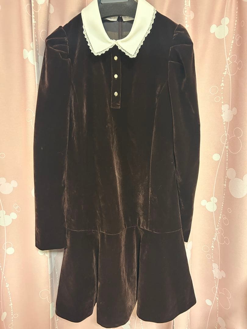 Rirandtureベルベットカラーミニワンピース