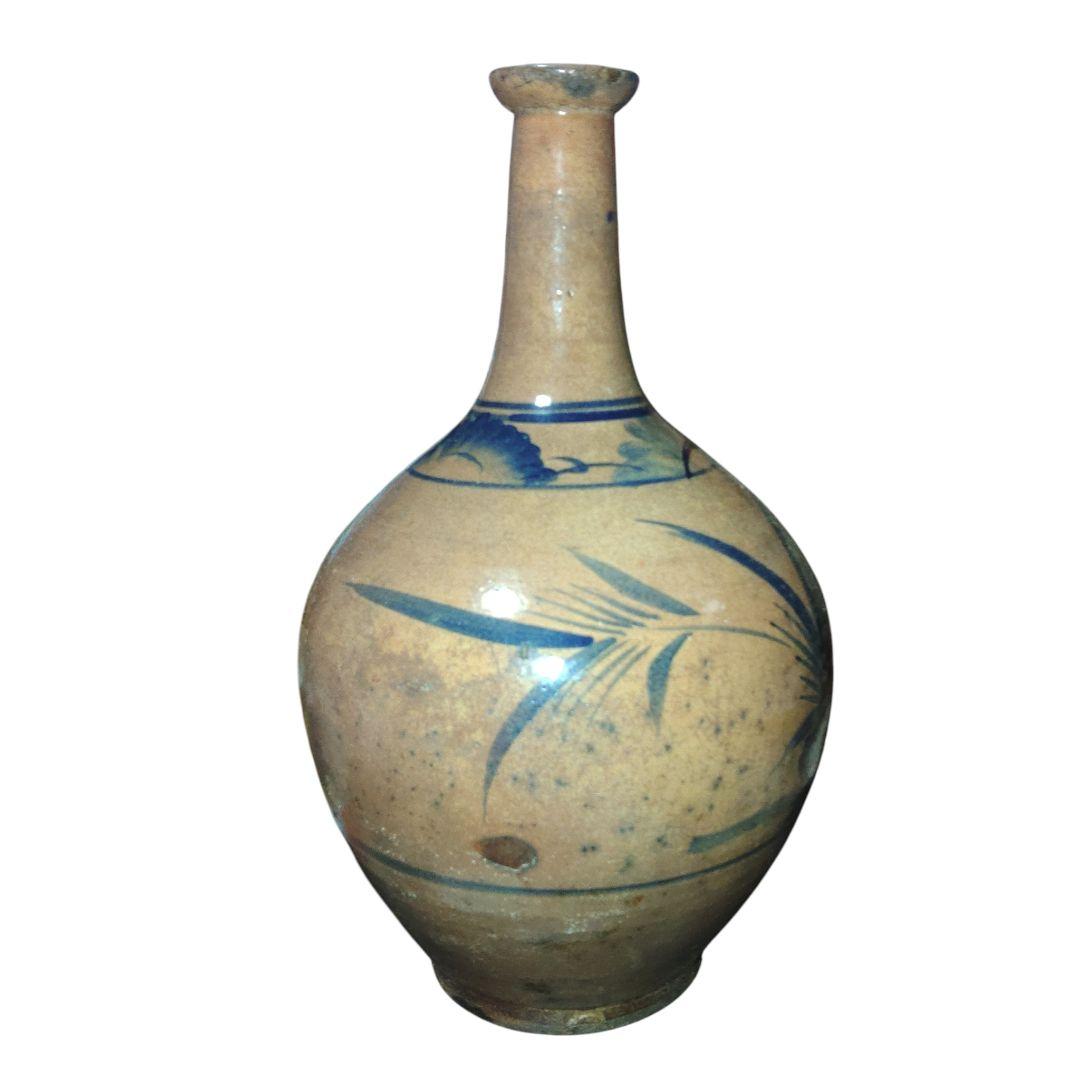 古伊万里波佐見系　飴釉笹徳利　花瓶　酒器