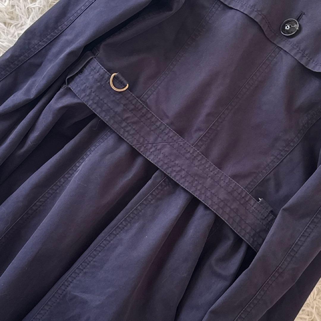 バーバリーブルーレーベル✨トレンチコート ノバチェック ベルト フレア 紺 38