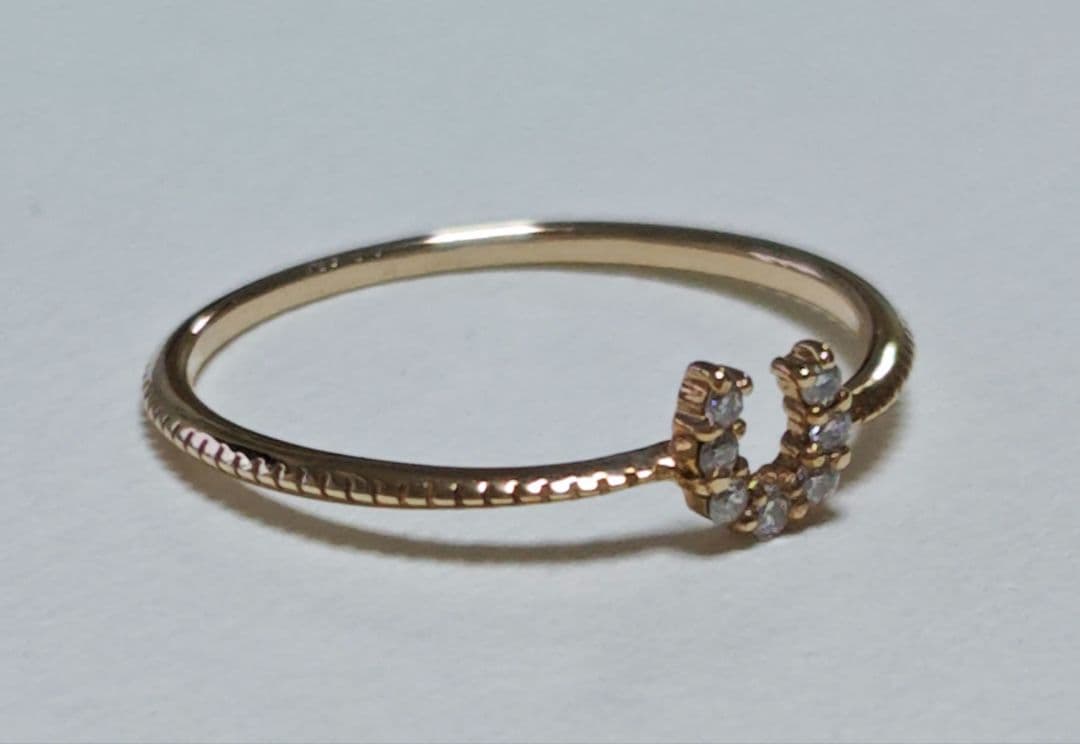 ete K10 ホースシュー ダイヤモンドリング 11号 YG エテ 馬蹄