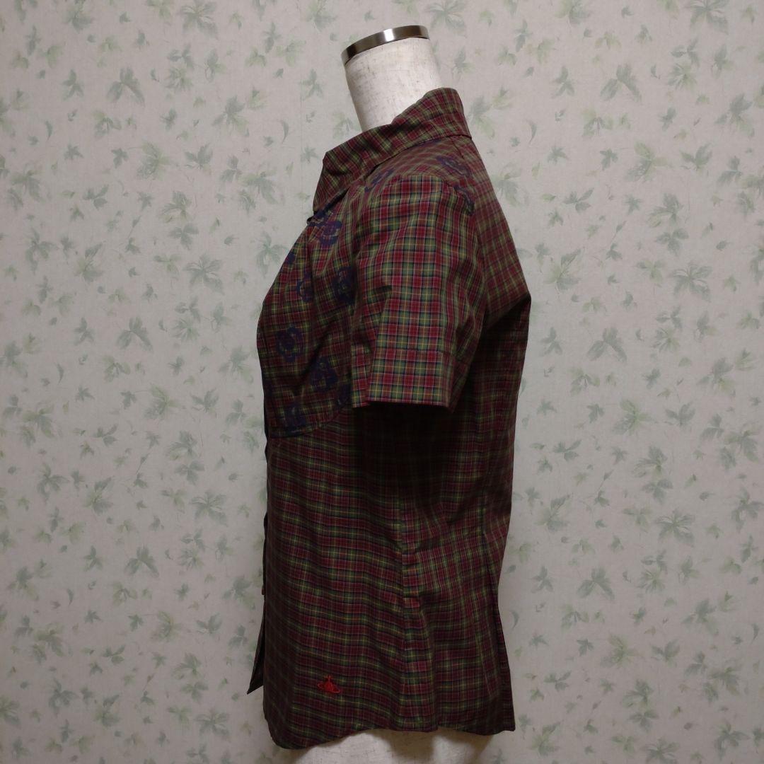 ヴィヴィアンウエストウッド　チェック柄 半袖シャツ 花柄プリント